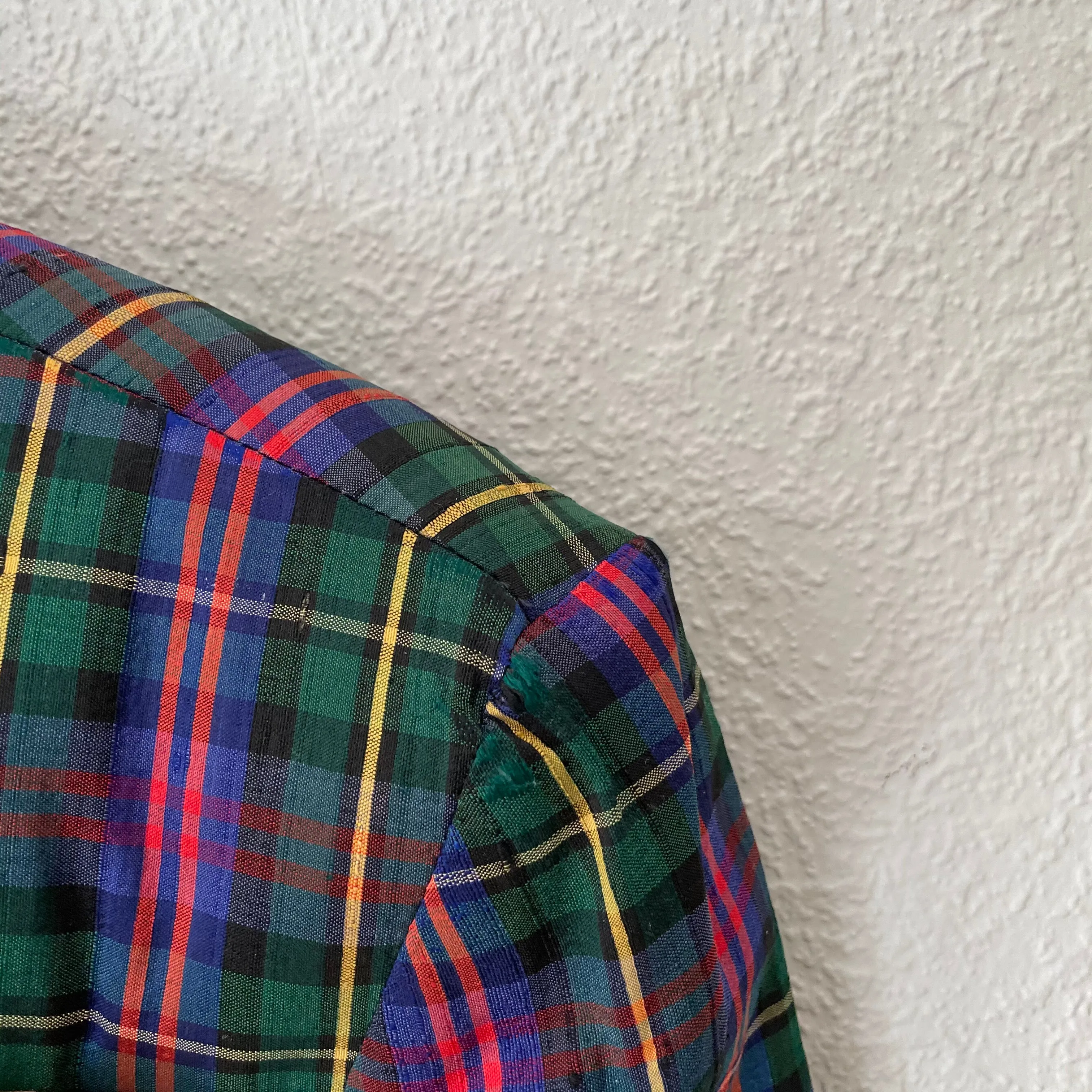 Vintage Plaid Silk Blazer