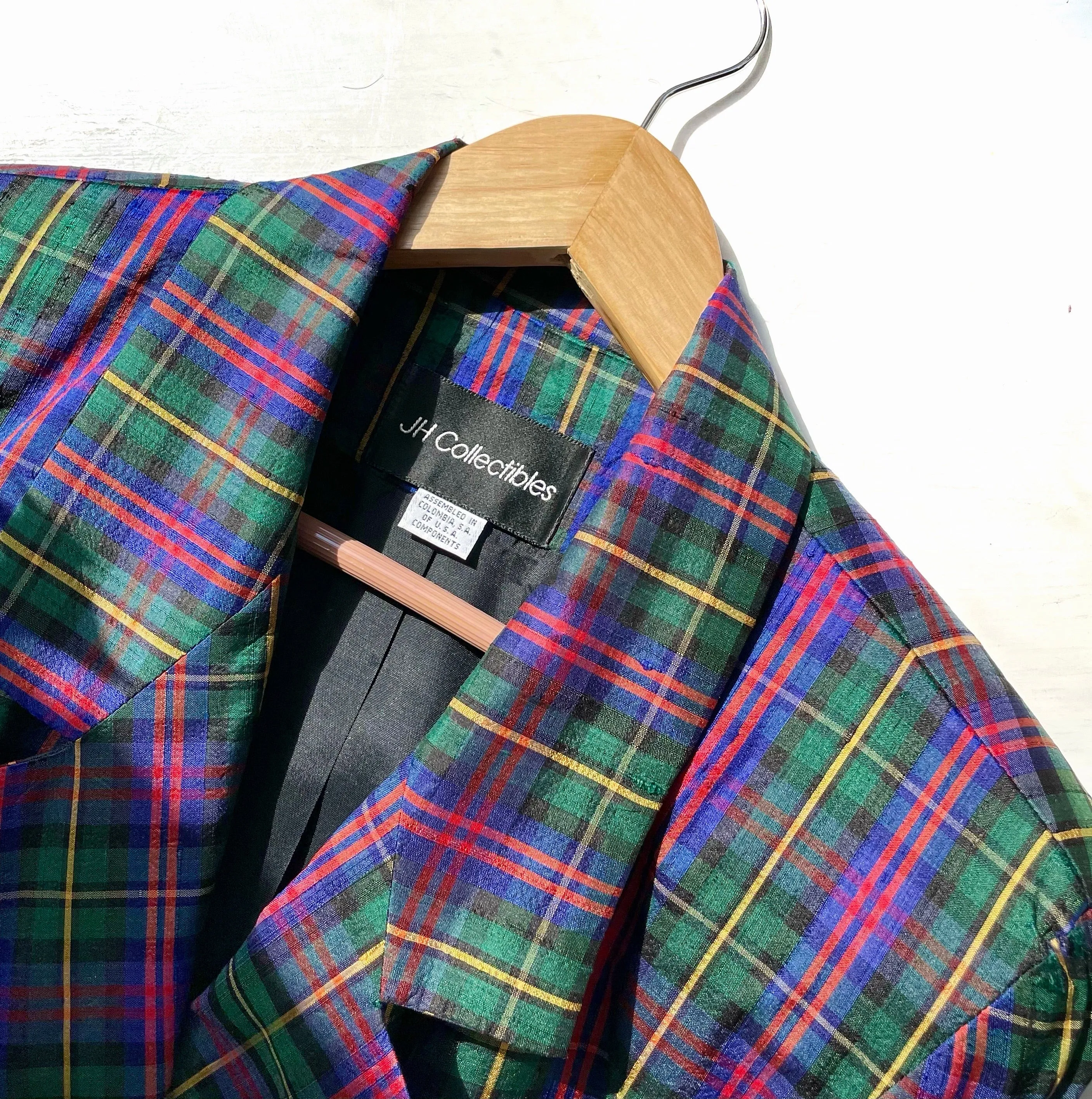 Vintage Plaid Silk Blazer