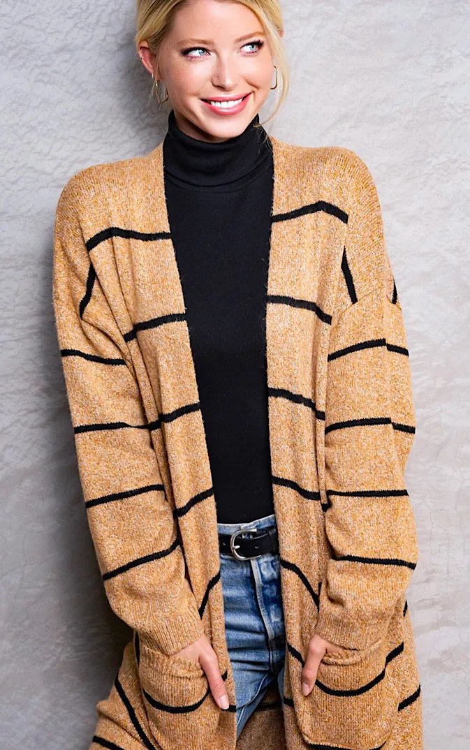 Warm Wishes Caramel Striped Cardigan