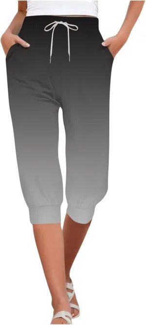 Women Linen Summer Baggy Palazzo Pants Elastic Waist Baggy Stretchy Slim-Fit Pant Trousers Work Business