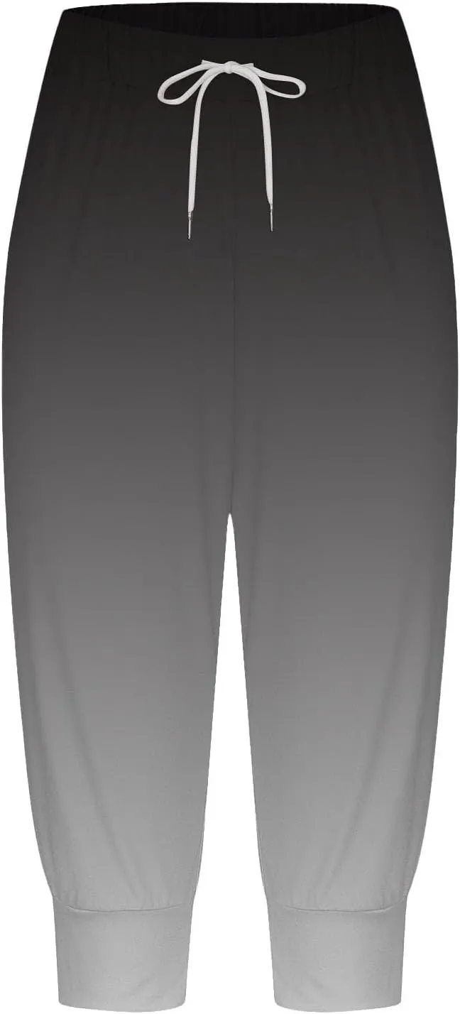 Women Linen Summer Baggy Palazzo Pants Elastic Waist Baggy Stretchy Slim-Fit Pant Trousers Work Business