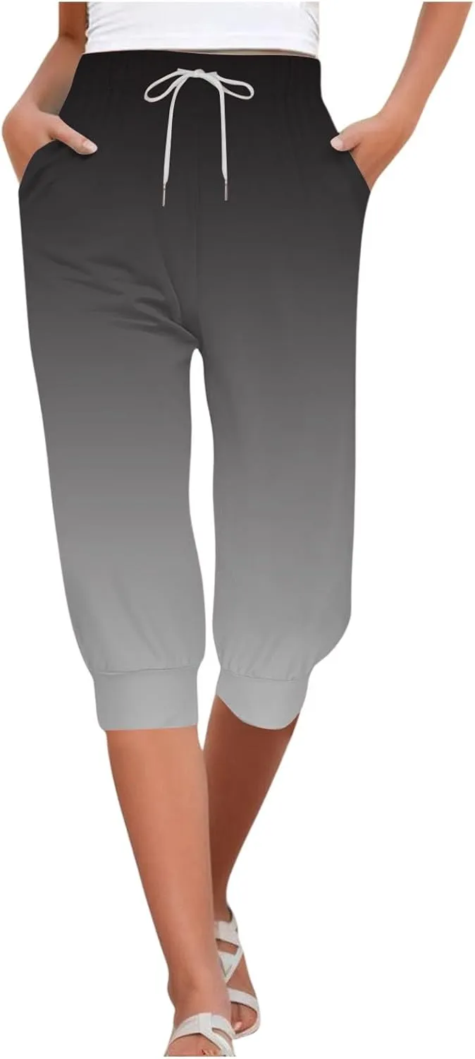 Women Linen Summer Baggy Palazzo Pants Elastic Waist Baggy Stretchy Slim-Fit Pant Trousers Work Business