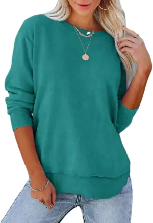 Women's Casual Long Sleeve Crewneck Sweatshirt Loose Flowy Lightweight Pullover Sweatshirts Tops