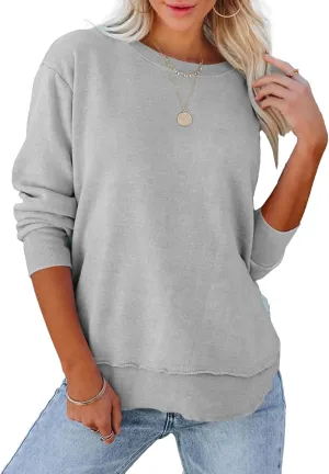 Women's Casual Long Sleeve Crewneck Sweatshirt Loose Flowy Lightweight Pullover Sweatshirts Tops