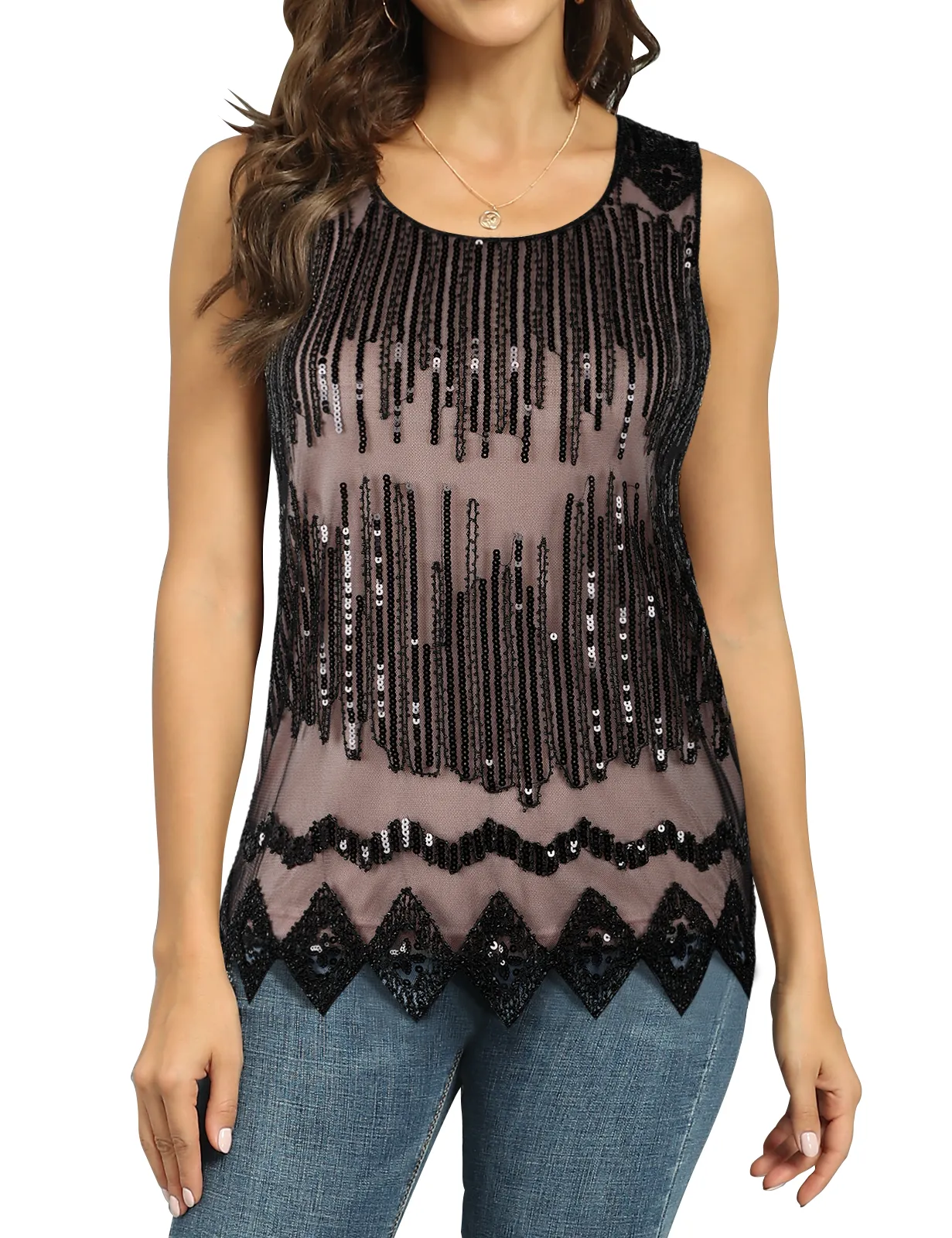 Women's Flowy Sequin Cocktail Party Tops