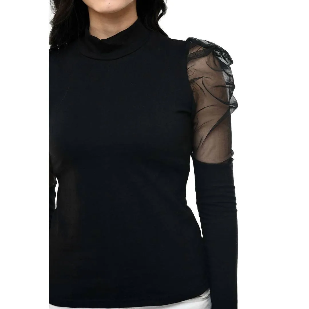 Women's Hosiery Black Solid Top
