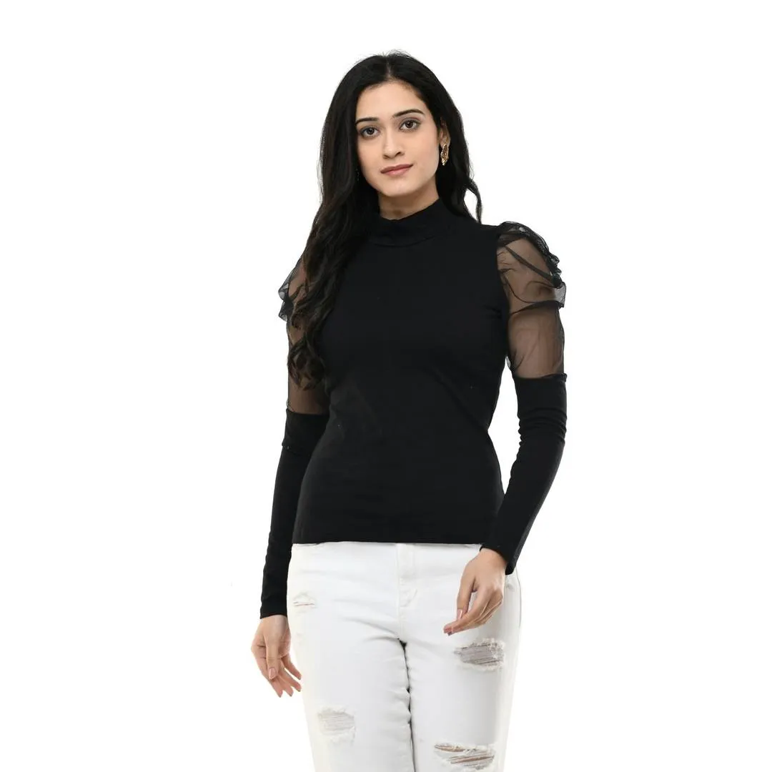 Women's Hosiery Black Solid Top