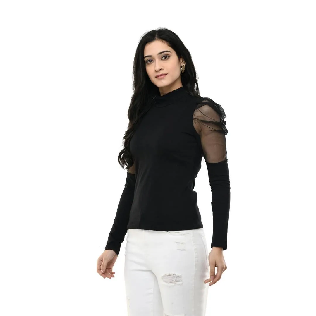 Women's Hosiery Black Solid Top