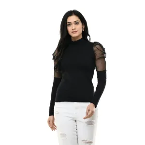 Women's Hosiery Black Solid Top