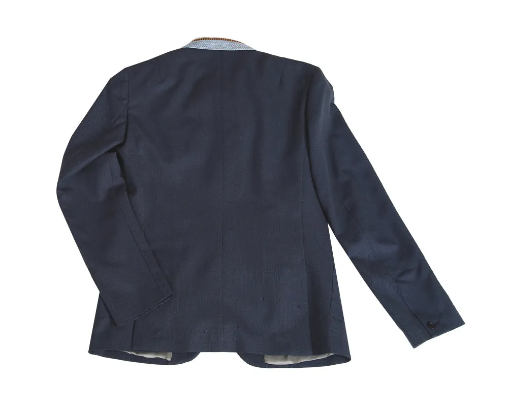 Wool Suit with Straight Leg Trousers - Blue