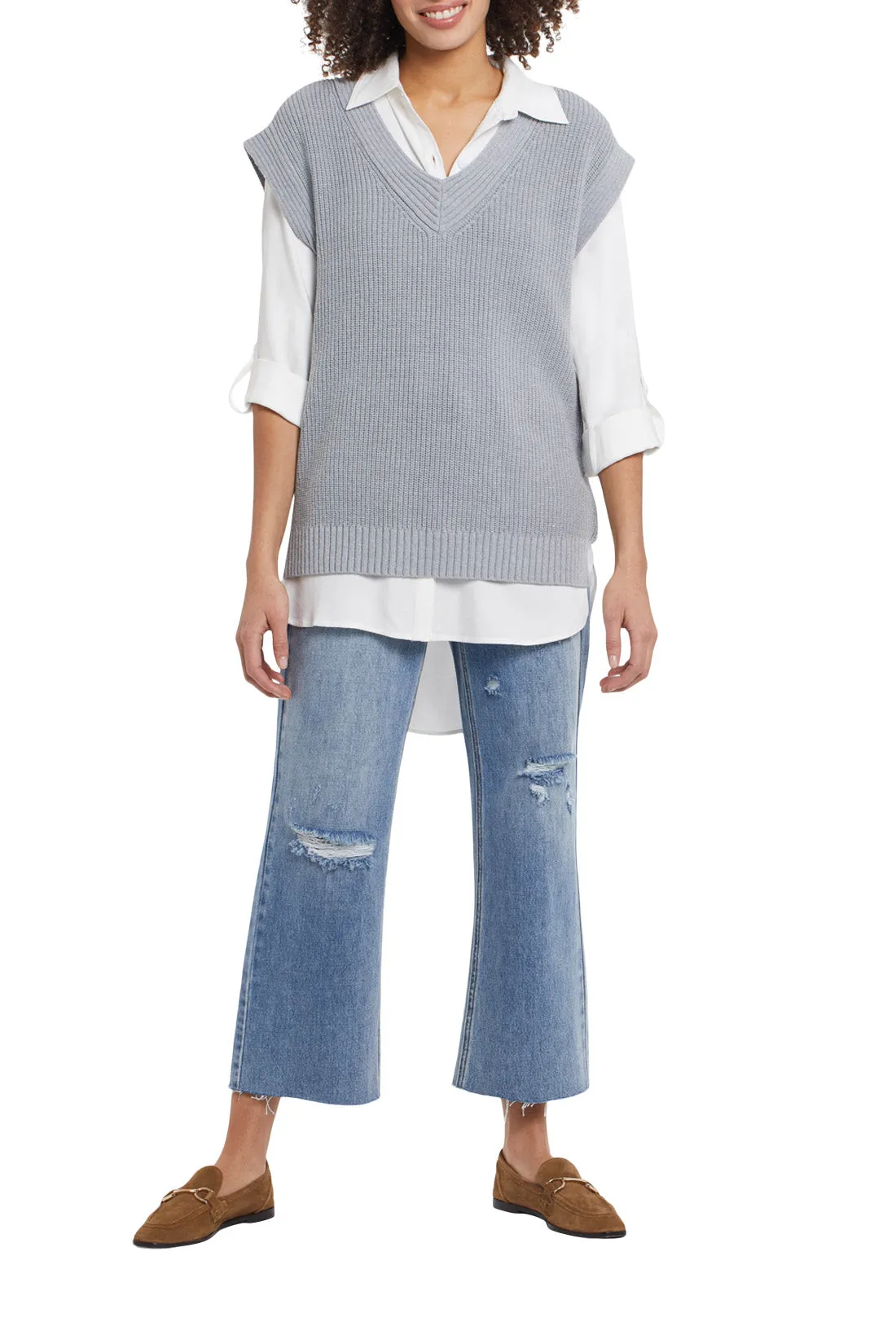 WYLER WHITE ROLL UP SLEEVE SHIRT - TRIBAL 7526O-4652